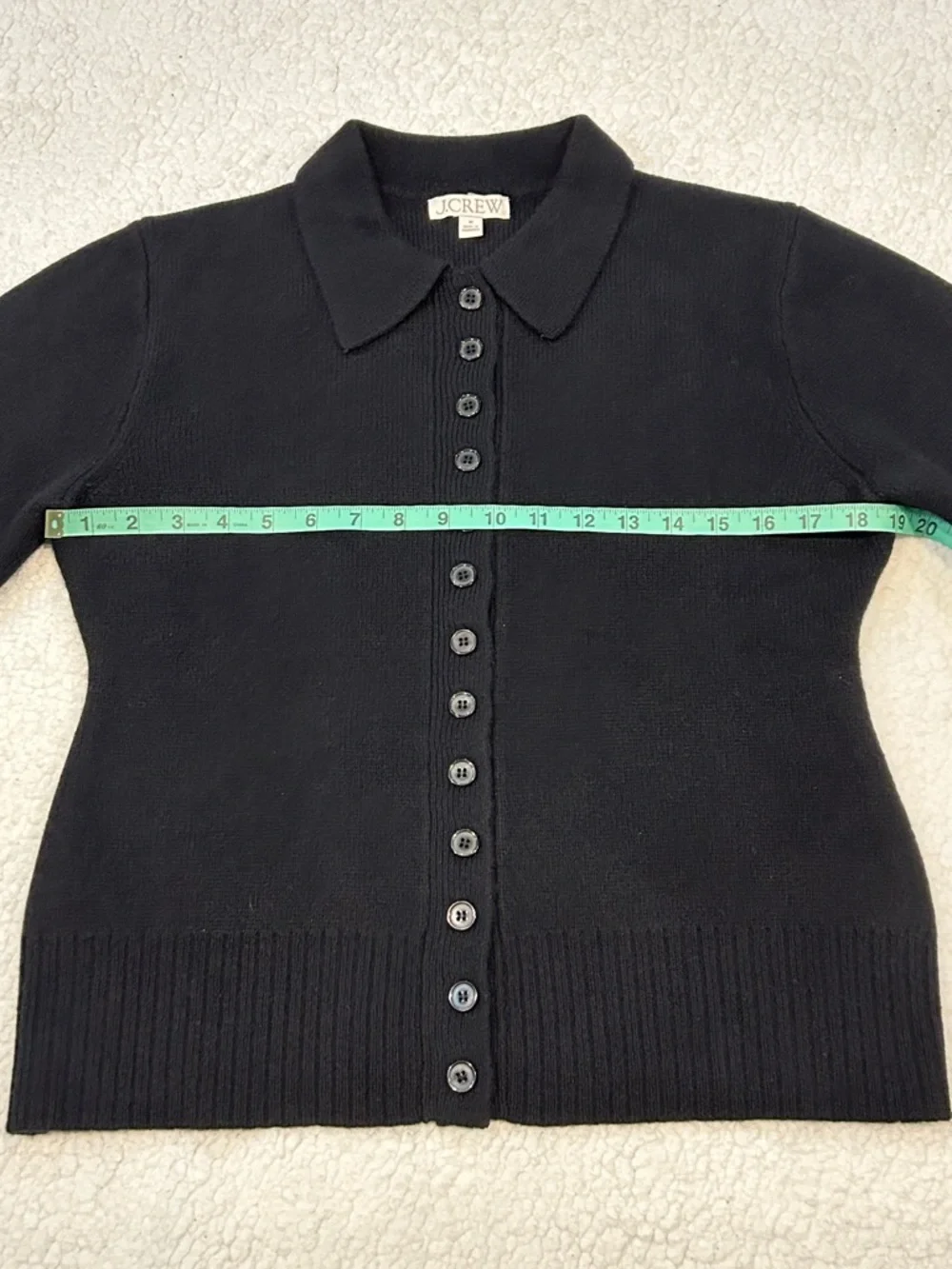 J. Crew Milano Stitch Cinched Waist Cardigan size Medium Black Wool Preppy